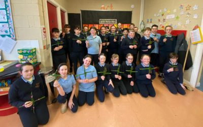 Making St Brigid’s Crosses in 5th Class