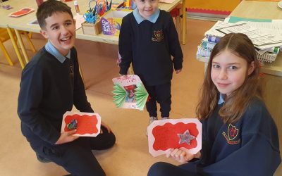 Valentines art with Junior Infants Buddies