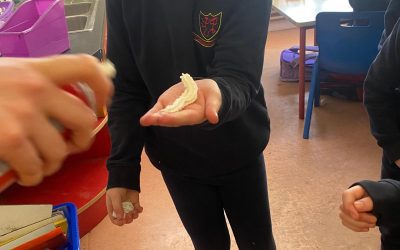 Fun with cream on Pancakes